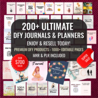 200+ Ultimate DFY Journals & Planners Mega Bundle: Premium Editable Canva Templates with MRR & PLR Rights – Organize, Manifest, and Profit Instantly!